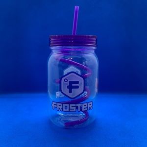 MACS Froster Purple Mason Jar Cup with spiral straw